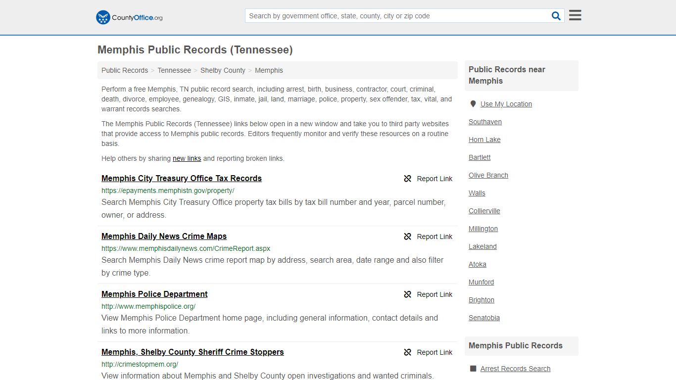 Public Records - Memphis, TN (Business, Criminal, GIS ...